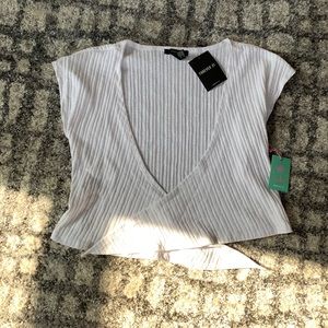 White Midriff Tie Top